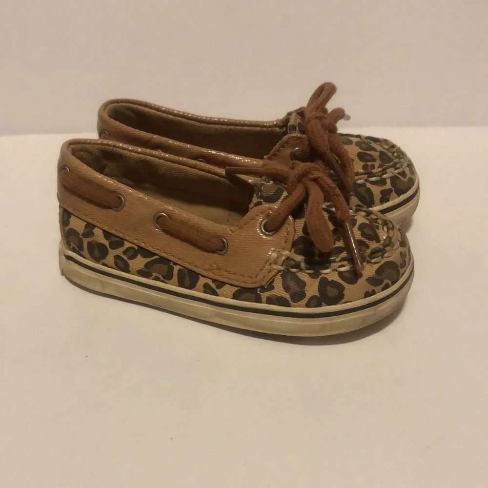Sperry Baby Girls Size 4M Cheetah Print Boat Shoes